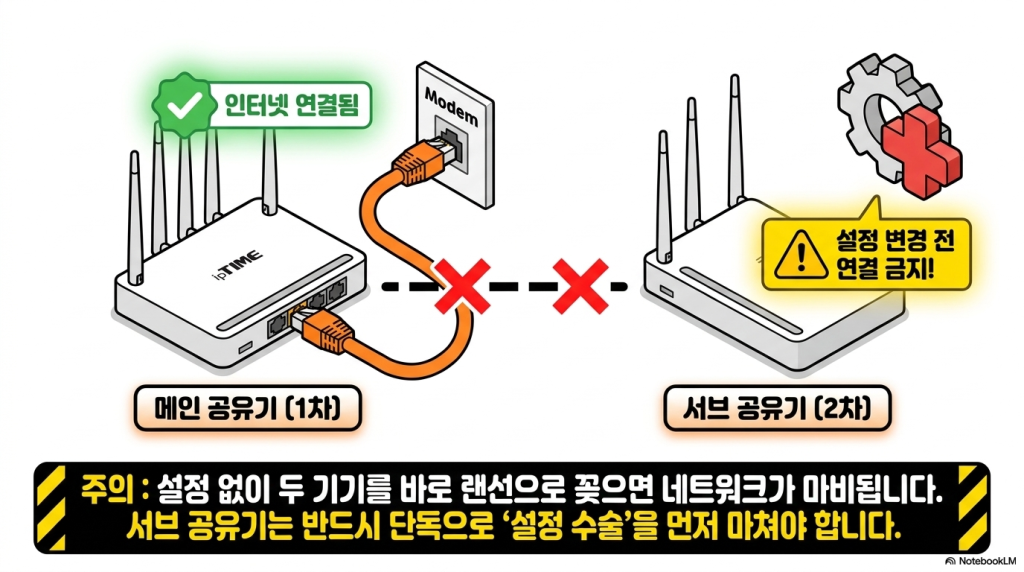 iptime 공유기 와 공유기를 연결 하여 사용하는 방법, 멀티허브 AP 설정 완벽 가이드