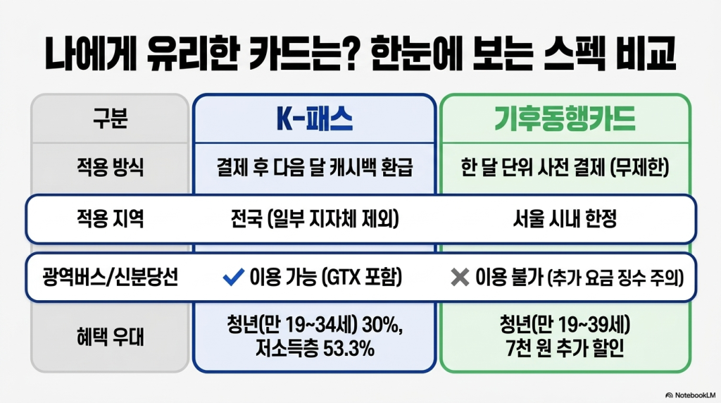 K-패스 vs 기후동행카드 전격 비교
